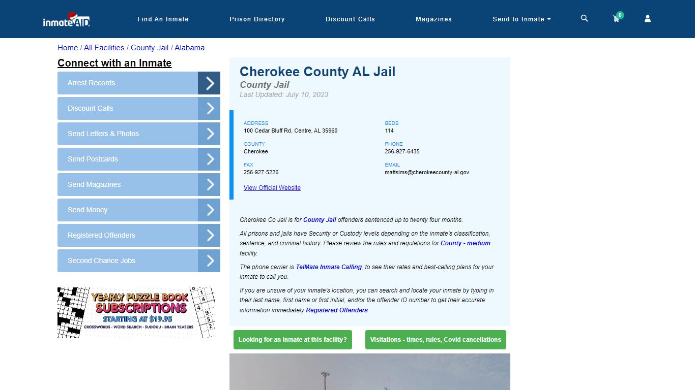 Cherokee County AL Jail - Inmate Locator - Centre, AL